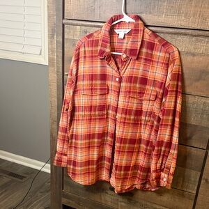 Old Navy Red and Orange Plaid Button-Down Shirt